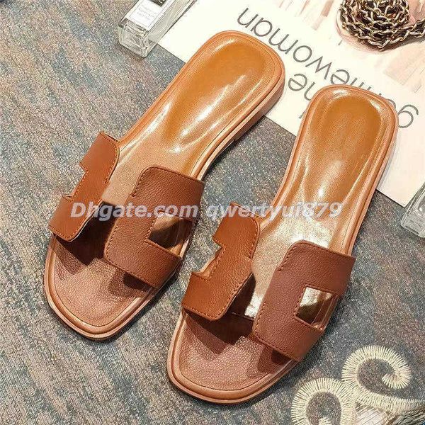 

qwertyui879 luxury brands beach slipper classic flat heel summer designer fashion flops leather lady slides women shoes l bath ladies sandal, Black