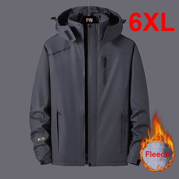 

men's jackets mens windbreaker jacket plus size 6xl waterproof coat spring autumn fleece coats male outdoor outerwear solid color 23013, Black;brown