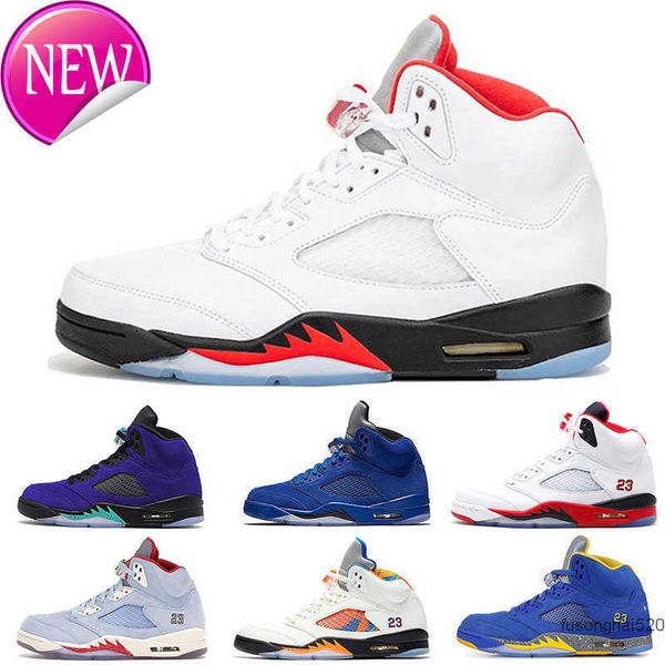 

2022 original 5 basketball shoes 5s men fire red alternate grape blue suede international flight laney royal metallic silver oreo space jam, Black