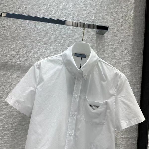 

women's blouses & shirts designer milan runway 2023 new spring summer lapel neck short sleeve brand same style daca, White