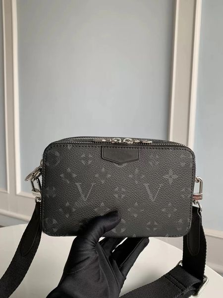 

versatile alpha wearable designer wallet men bag black pu leather card slots flap huge capacity cross body shoulder handbag messenger camera
