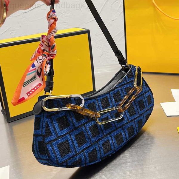 

ff fends fendace designer women ffolock swing tapestry fabric shoulder bag italy roma half moon hobo clutch handbags lady double straps chai
