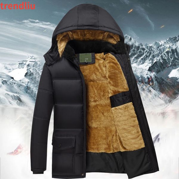 

men's jackets autumn winter 2023 plus velvet tooling casual parka korean fashion solid color cotton 230130, Black;brown