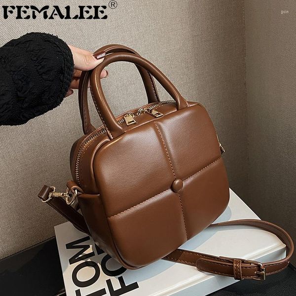 

shoulder bags tofu plaid women's padded handle fashion zipper for women female square bag luxury handbags