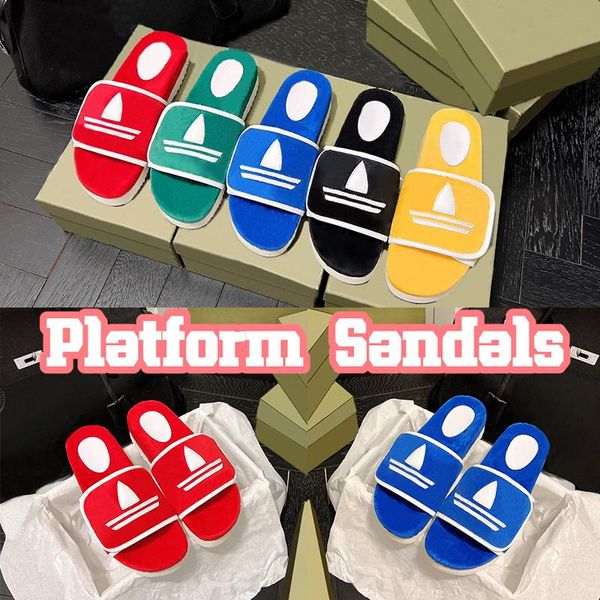 

2023 new luxury mens designer slipper cotton sponge magic tape embossed platform sandals with box women shoes black blue green red yellow 5.