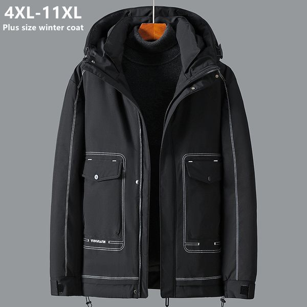 

men's jackets 11xl 10xl winter parka men jacket plus size 6xl 7xl 8xl 9xl thick warm male black coat cargo loose hooded oversized big c, Black;brown