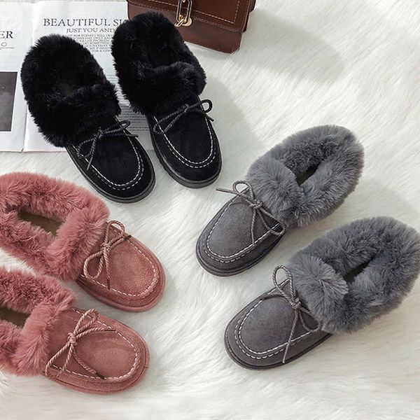 

boots women with extra fleece thickening fall/winter 2022 for pregnant going out cute plush cotton platform shoes 221215, Black