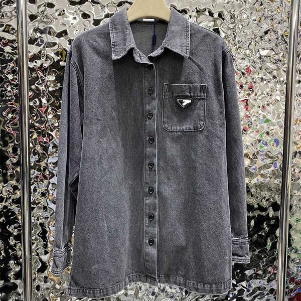 

p's 2023 autumn new denim shirt jacket, Black;brown