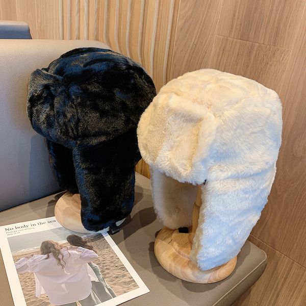 

beanieskull caps womens winter thickened warm beanie russian korean fashion ushanka earflap pilot hat trend bomber adjustable 230130, Blue;gray