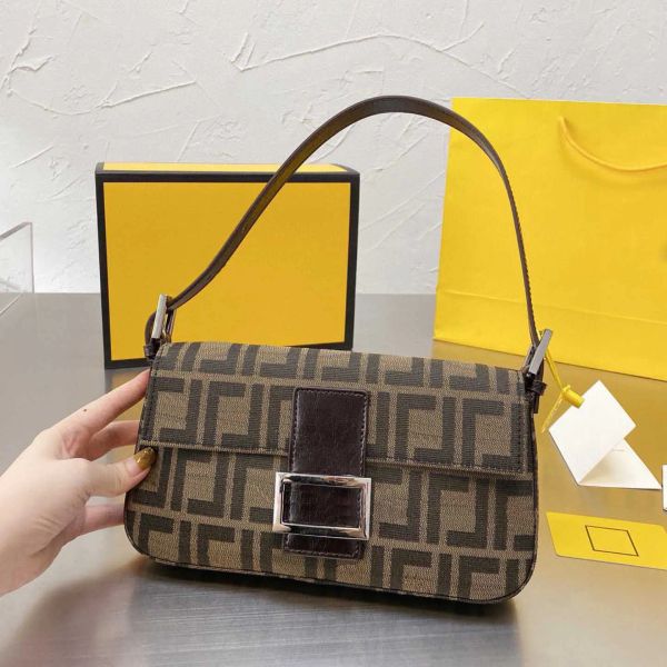 

ff bag bag bag 2023 designer bag classic imitation brand splicing canvas letter buckle shoulder bag all-match commuting chain party armpit b