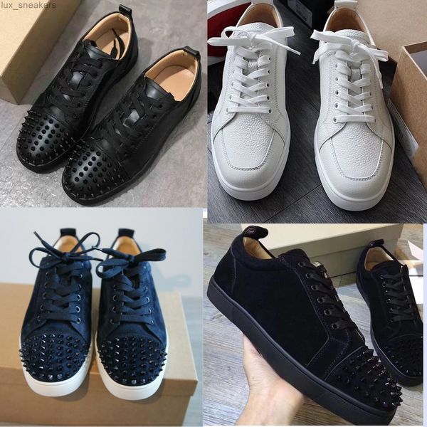 

luxury designer shoes for men women casual shoe homme sneakers white genuine leather flat low and junior spiked sneaker low trainers with b, Black