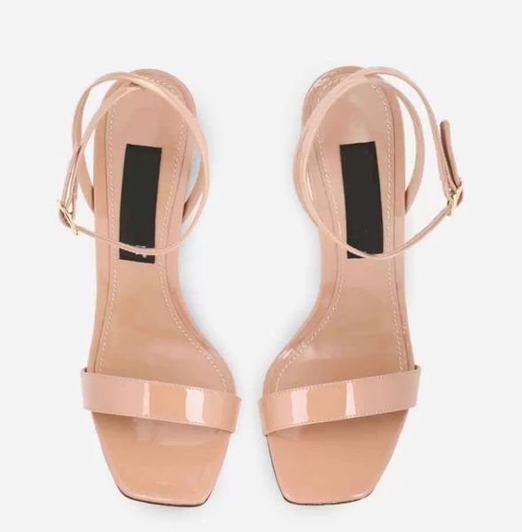 

2023 luxury brands keira women sandals shoes polished calfskin baroquel heels lady pop heel gold-plated carbon lady dress party gladiator sa, Black