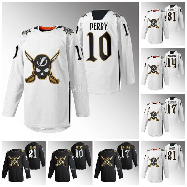 

10 corey perry 2023 nikita gasparilla lightning jersey tampa bay brayden point mikhail hedman killorn paul corey perry ian cole kucherov sta, Black;red