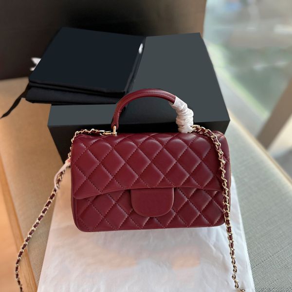 

cc bags luxury brand shoulder bags womens classic mini flap lambskin red bags handle totes gold metal matelasse chain crossbody shoulder