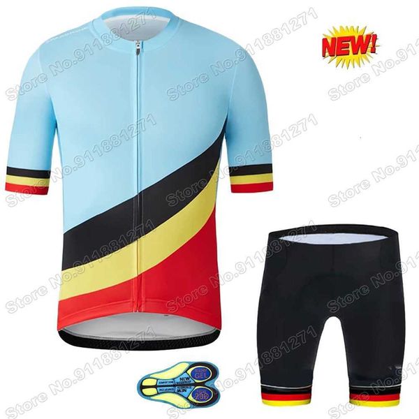 

new blue belgium team 2021 cycling jersey set summer clothing mens road bike shirts suit bicycle bib shorts mtb maillot culotte, Black;red