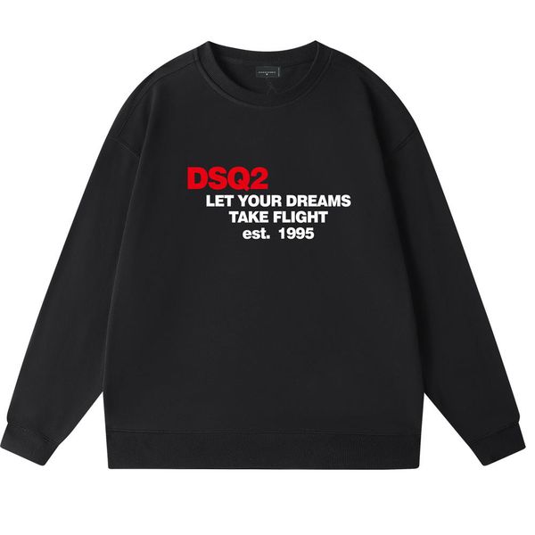 

men's hoodies dsq2 high street fashion letter sweater men's loose casual sports men's and women's round neck sweater, Black