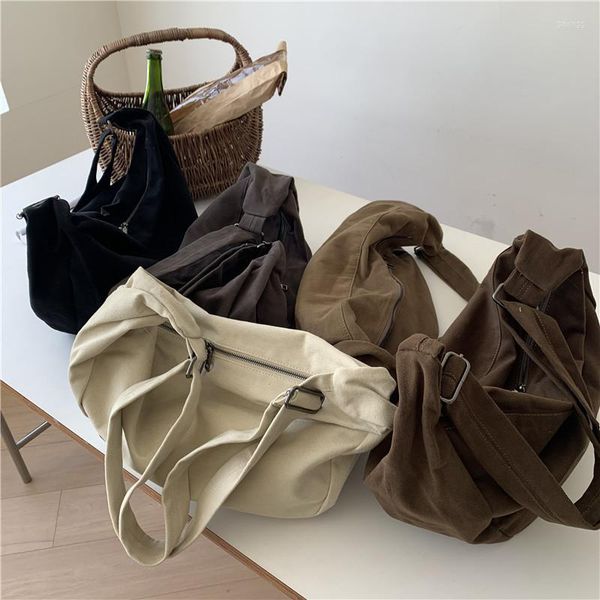 

shoulder bags dumpling canvas for women large capacity casual totes style crossbody bag cloth