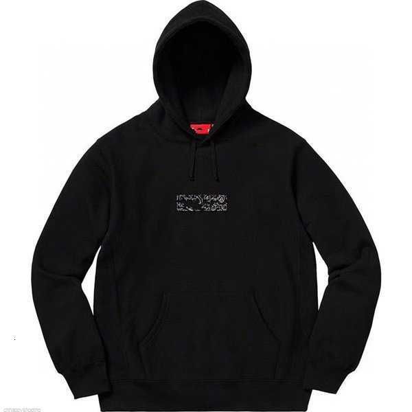 

22ss men's fashion hoodie casual loose sweatshirt supre letter embroidery women's 51 84jne, Black