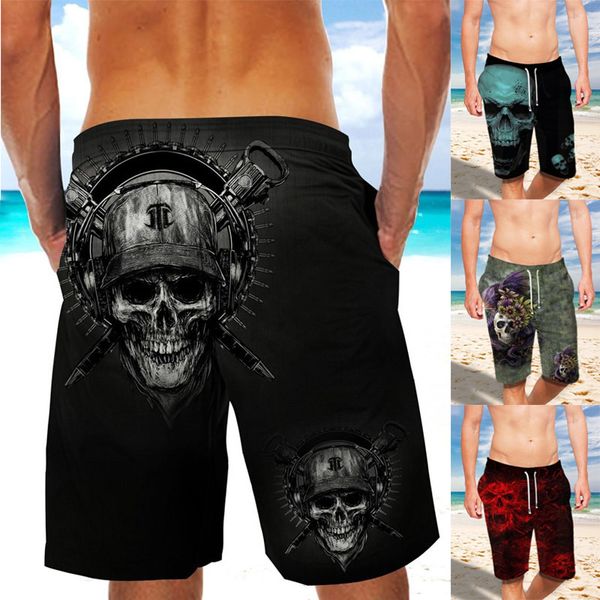 

men's shorts men 3d skull printed gym quick dry board casual running basketball cargo short beachwear swim trunks sports pants 230130, White;black