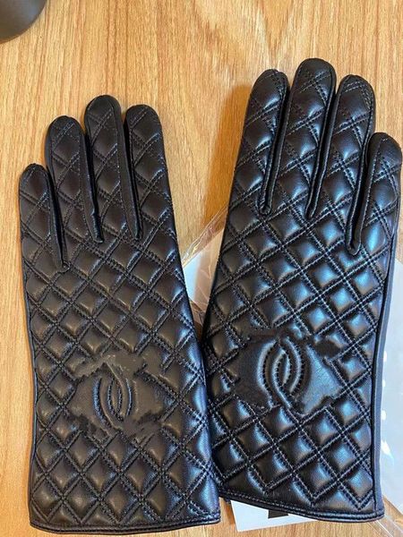 

luxury women leather gloves classic designer plaid glove winter warm soft glove genuine sheepskin leathers mittens female driving riding ski, Blue;gray