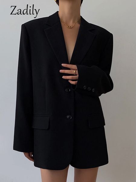 

women's suits blazers zadily autumn oversize long sleeve black women blazer normcore style loose bf ladies suit work clothing jacket co, White;black
