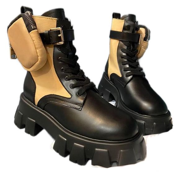 

popular designer womens high-espadrilles martin boot lace motorcycle ankle boots sneakers cowskin leather nylon ladies chaussu205t, Black