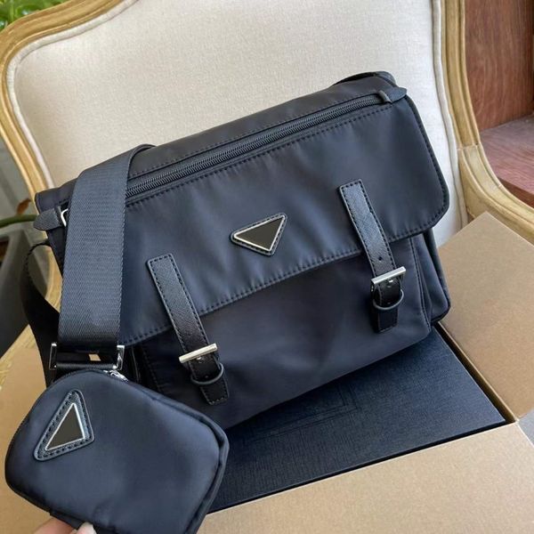

mens shoulder bags designer bag messenger crossbody bags black nylon flaps small briefcases men cross body triangle 5a quality 2023