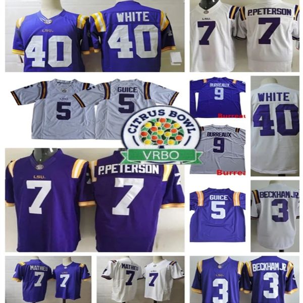 

derrius guice tyrann mathieu lsu tiger football jersey mens stitched #3 odell beckham jr 7 patrick peterson leonard fournette 40 devin white, Black;red