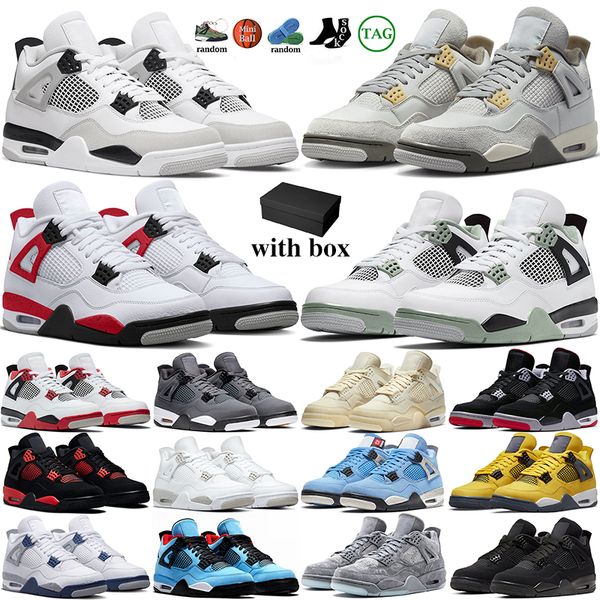 

4s 4 with box basketball shoes men women military black cats canvas cement violet ore canyon purple seafoam kaws craft pn dust canyon purple