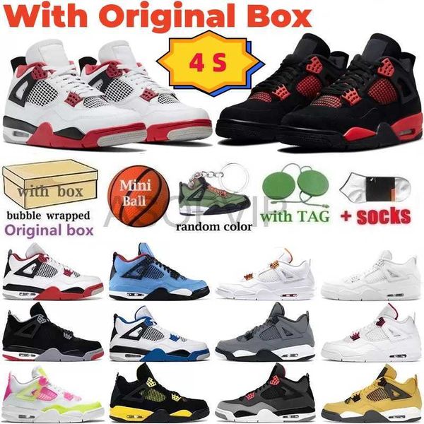 

2022 mens women basketball shoes 4s jumpman 4 red thunder wild things university blue black cat fire motorsports sail metallic purple men j2