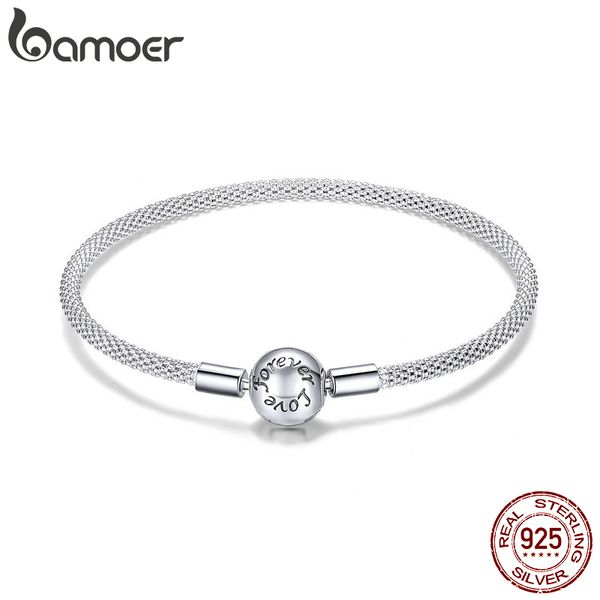 

beaded 925 sterling silver classic love forever snake chain bracelets for women charm bead diy fine jewelry 17cm 19cm scb105 230131, Black