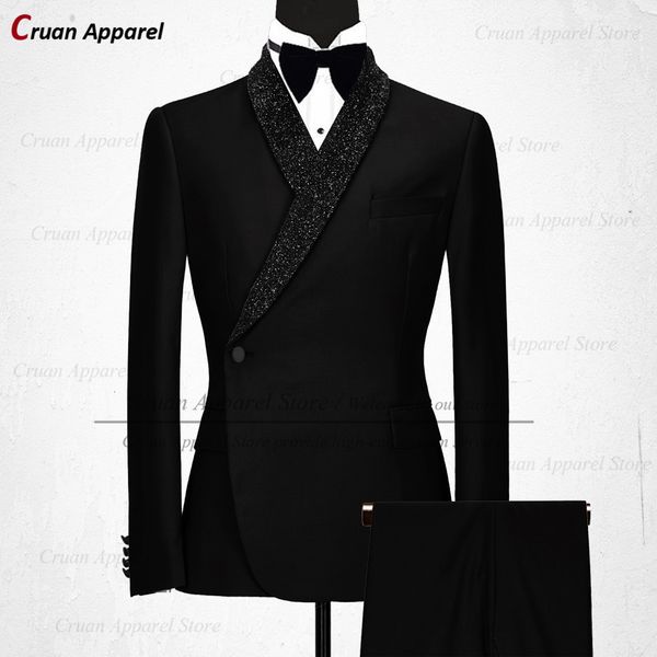 

men's suits blazers luxury formal black wedding men suit set slim fit groomsmen groom tuxedo white designs shiny shawl lapel blazer pan, White;black