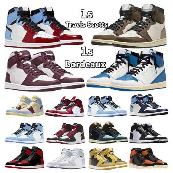 

woman jumpman 1 basketball shoes og high 1s unc patent leather hyper royal mocha homage to university blue sport designer sneakers trainers