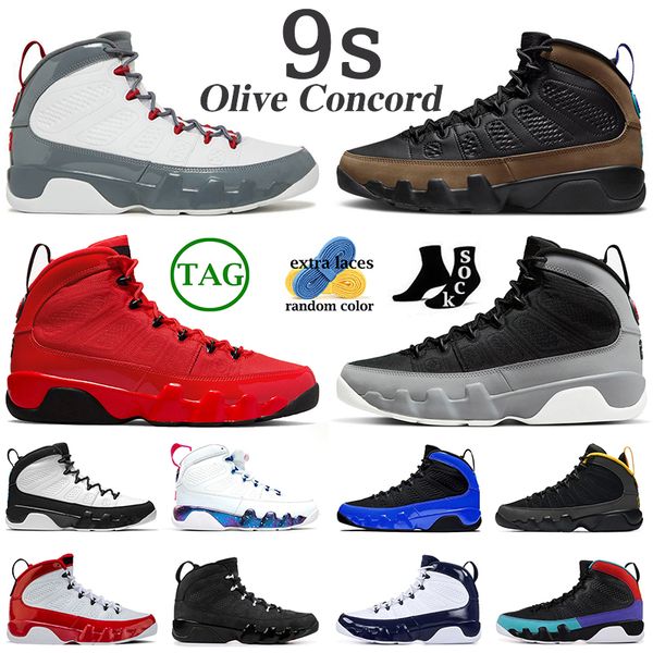 

jumpman 9 men basketball shoes 9s fire red olive concord particle grey university gold university blue space jace racer blue change the worl