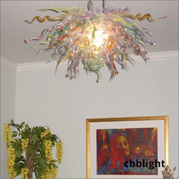 

nordic style pendant lamps with led bulbs hand blown glass chandelier 32*32 inches luxury hanging fixture residential small colored hanging
