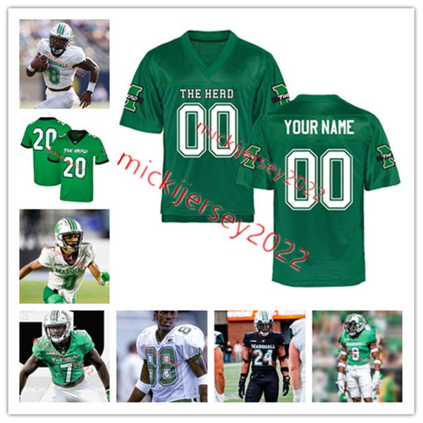 

custom stitched marshall thundering herd football jersey mens youth frank gatski randy moss ahmad bradshaw byron leftwich albert mcclellan m, Black