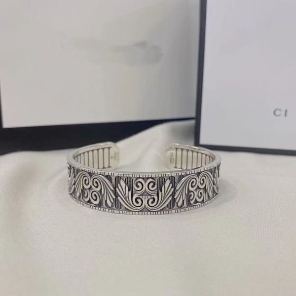 

open bracelet silver plated bangle alloy bracelets for couple jewelry vintage supply, Black