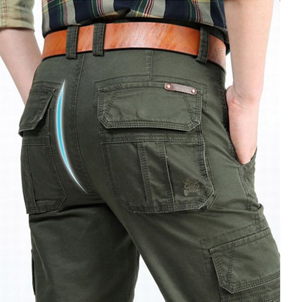 

men's pants 2023 mens winter thick warm cargo casual fleece pockets fur trouser plus size 48 fashion loose baggy joger worker 230131, Black