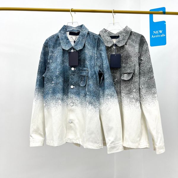 

2023ss black hoodie front letter embroidery black denim jacket panel printing men's women's fashion coat oversized hip-hop style