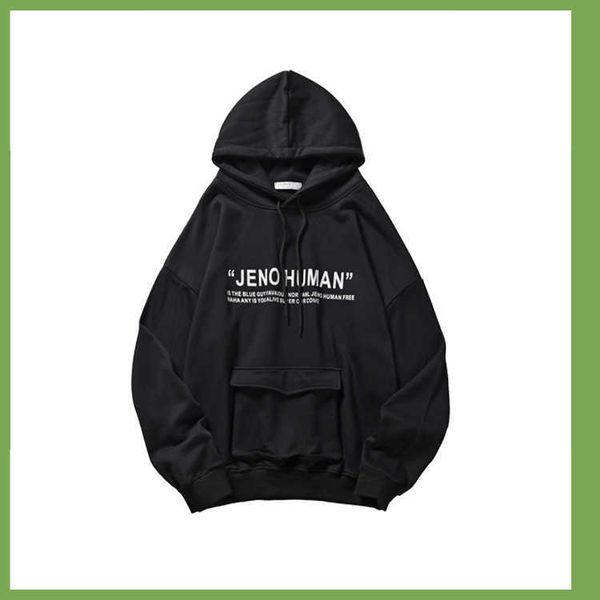 

men's jeans winter mens hoodie hip hop high street women and men hooded hoodies fleece loose letter printing lover pullover df, Blue