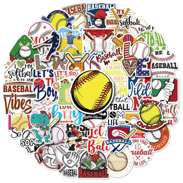

50pcs baseball stickers sports graffiti stickers for diy luggage lapskateboard motorcycle bicycle stickers t01040731