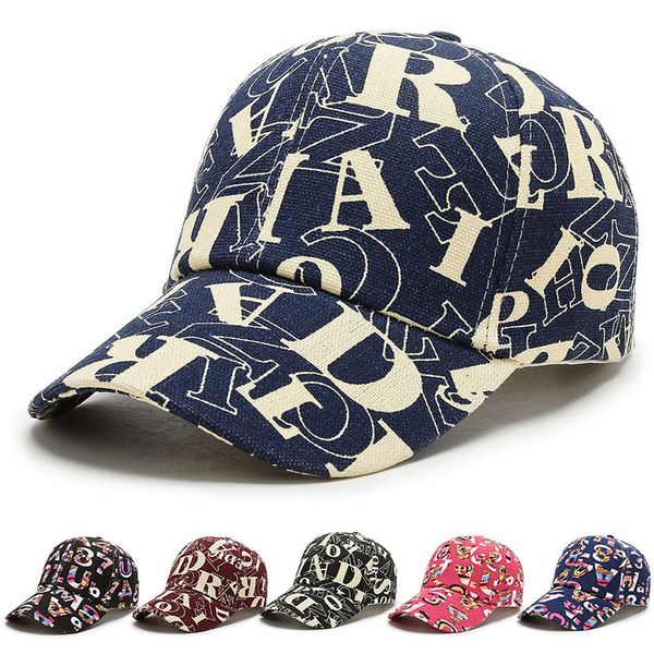 

new korean alphabet color baseball cap outdoor sunscreen sun hats casual trendy peaked cap unisex, Blue;gray
