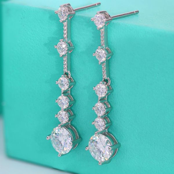 

stud serenity day d color 3 carat a pair diamond earrings womens long tassel light luxury niche for wholesale 230130, Golden;silver