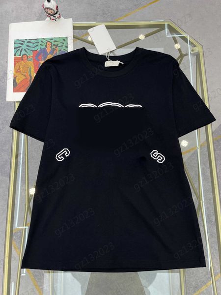 

black tshirt brand logo contrasting colors printing crewneck pullover tshirt loose casual style fashion sports tshirts for women graphic, White