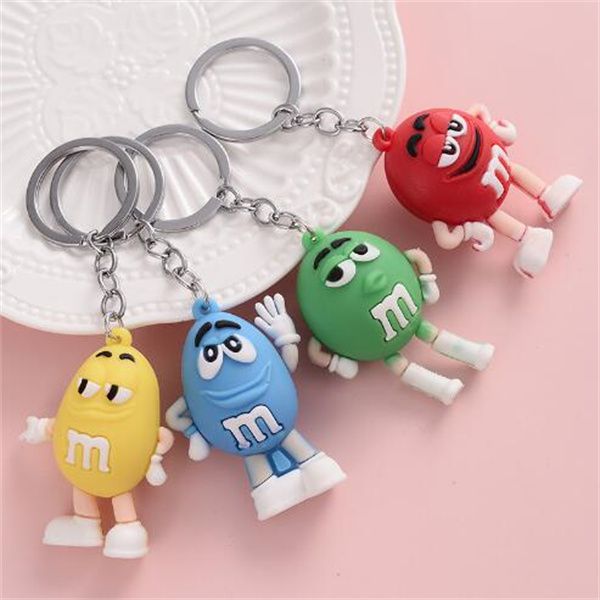

cartoon chocolate bean keychain resin doll couple key chain men's and women's jewelry bag pendant children lovely keychain gc1880, Slivery;golden