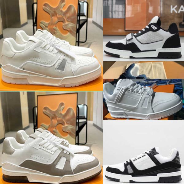 

designer sneaker basketball sneakers platform shoe men trainer sneaker calfskin leather vintage trainers rubber outsole shoes with box 38-46, Black
