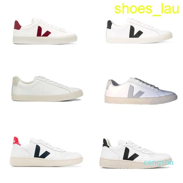 

new veja esplar sneakers men calfskin shoes vintage white platform casual classic women running trainer chaussures 35-45 with box, Black
