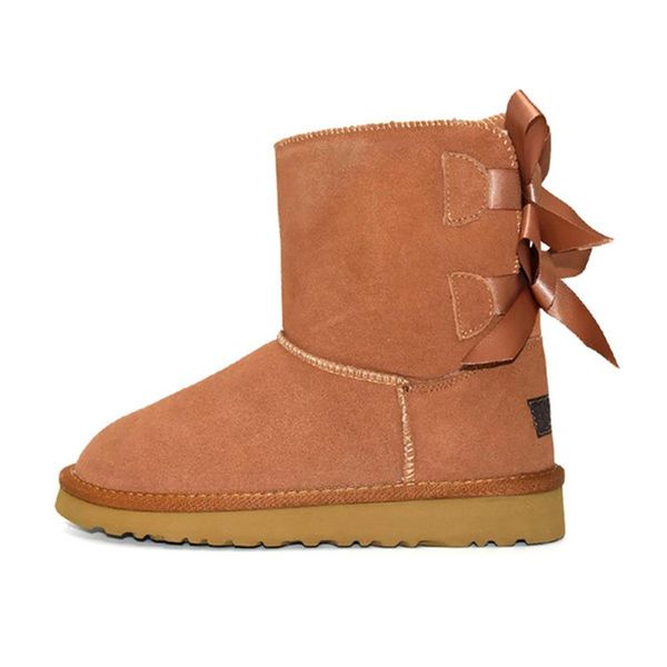 

new designer women winter snow boots fashion australia classic short bow mujer boats ankle knee bow girl mini bailey boot size 35-267h, Black