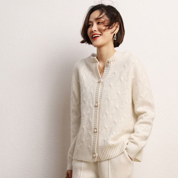 

women's jackets 2023 winter cashmere cardigan sweater hoodie knitwear south korea fashion loose freight 230131, Black;brown