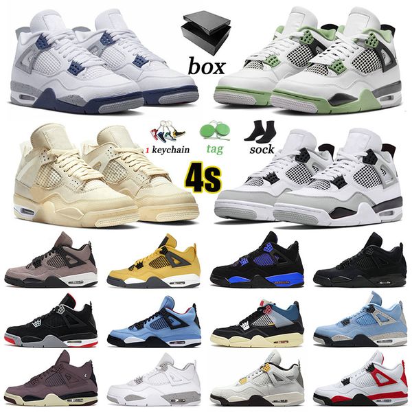 

4 4s basketball shoes black cat sail seafoam cactus jack university blue military black midnight navy red thunder womens mens trainers sport